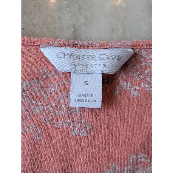 Charter Club Intimates Nightgown Women's Small Coral Floral Cotton Sleeveless - Picture 7 of 9